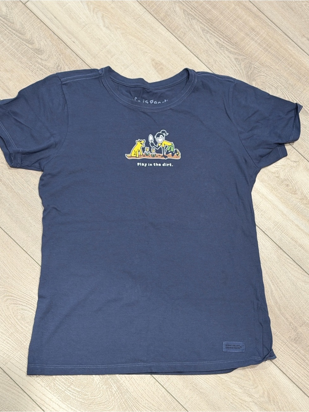 Life is Good Vintage Navy T Shirt “Play in the dirt” - Women S